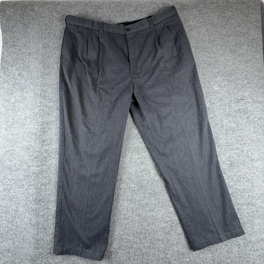 Oak Hill Dress Pants Mens 48x32 Gray Pleated Classic Fit Big & Tall Office